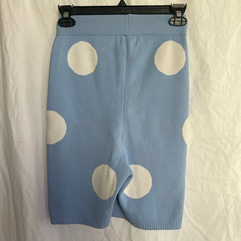 Year of Ours Fairfax Crop Top Skirt Set Blue Polka Dot Retro Preppy Mod Size XS